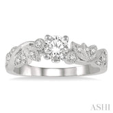 1/2 ctw Diamond Engagement Ring with 1/3 ct Round Cut Center Stone in 14K White Gold